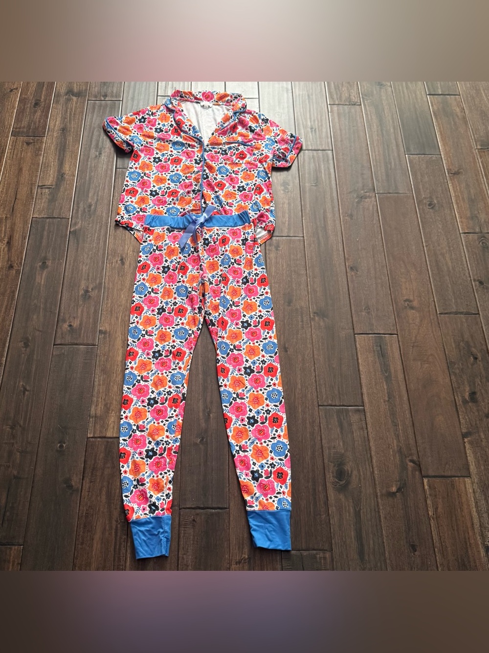 Jordann Jammies Bright Floral Button Down Jogger Pajamas Comfy PJs S